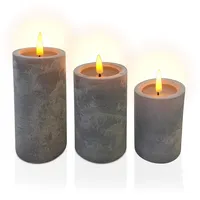 Relaxdays LED Kerzen 3 St. grau