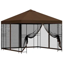 vidaXL Garten Pavillon 3 x 3 m inkl. 4 Seitenteile Braun