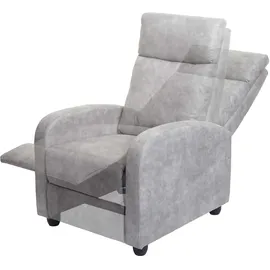 Mendler Fernsehsessel HWC-F76, Relaxsessel Sessel Liegesessel, Liegefunktion verstellbar Stoff/Textil vintage hellgrau