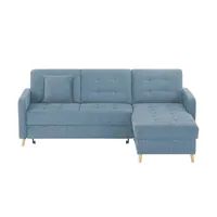 Ecksofa mit Schlaffunktion Venus ¦ blau ¦ Maße (cm): B: 222 H: 87 T: 162