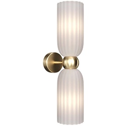 Wandleuchte Flurlampe Treppenlampe 2-Flammig Wandlampe Metall Glas Gold Weiss
