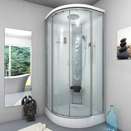 SeniorBad D10-20T1 Komplettdusche mit Schiebetür 100 x 100 cm weiß Sicherheitsglas D10-20T1