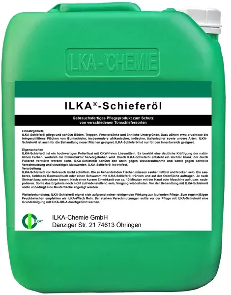 Steinpflege ILKA Schieferöl 30 L Pflegeprodukt zum Schutz von verschiedenen Tonschiefersorten