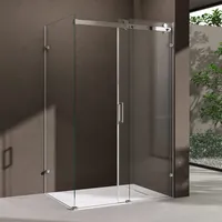 doporro Eck-Duschkabine Eckdusche Ravenna17-2 100x140x195cm Duschabtrennung mit Schiebetür ESG-Sicherheitsglas Klarglas 4-Punktbefestigung inkl. beidseitiger Easy-Clean-Beschichtung