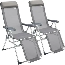 Casaria Alu Gartenstuhl Liegestuhl Hochlehner Verstellbar 2er Set