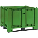 BRB-Lagertechnik Palettenbox mit 3 Kufen, LxBxH 1200x800x850 mm, Boden/Wände geschlossen, grün