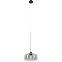QAZQA Bizle 1-flg. E27 30 cm rund schwarz mit Rauchglas