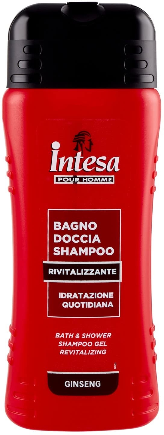 Intesa Pour Homme - Bad-, Duschgel und Shampoo für Herren, rivitalisierend, feuchtigkeitsspendend für den Alltag, Ginseng - 500 ml