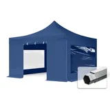 TOOLPORT Faltpavillon 4 x 4 m inkl. 4 Seitenteile Blau