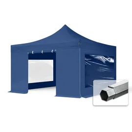 TOOLPORT Faltpavillon 4 x 4 m inkl. 4 Seitenteile Blau
