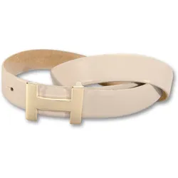 Ledergürtel SILBERGIFT, Damen, Gr. 80, beige, Rindsleder, unifarben, modisch,elegant,klassisch, Gürtel, seidiges Rindleder bombiert