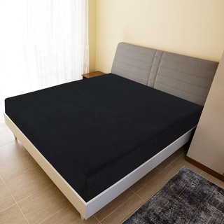 vidaXL Spannbettlaken Jersey-Baumwolle 160 x 200 cm Schwarz