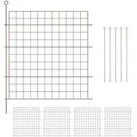 Relaxdays 5Xteichzaun, braun Metall, 370x78x2 cm, Garten, gerader Begrenzungszaun, zum Stecken,