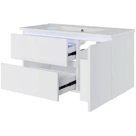 Okwish Waschbeckenunterschrank 2 Schubladen 91 x 50,5 x 46,5 cm Weiß