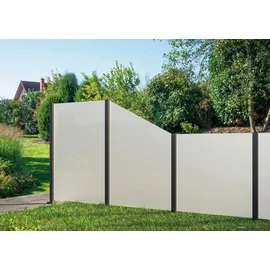 BM Massivholz Abschlusselement Zaun 103 x 180/120 cm Creme/Glas
