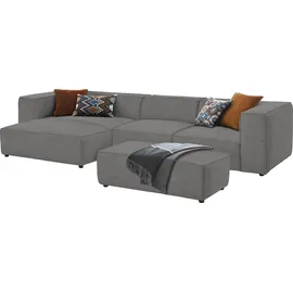 W.Schillig Ecksofa »around-the-block«, mit eleganter Biese, mit Federkern, Breite 341 cm grau