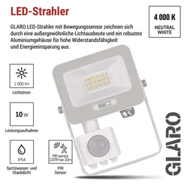 EMOS LED Strahler Aluminium 10 W mit Bewegungsmelder 20 cm weiß