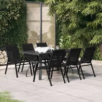 VidaXL 7-tlg. Garten-Essgruppe Schwarz