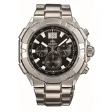ORIENT FTV00003B0 Herrenuhr Chronograph Tachymeter Schwarz - Silber/Schwarz