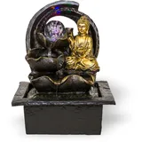 Lemodo Zimmerbrunnen mit Buddha Gyan| und LED Beleuchtung, Feng Shui Dekobrunnen für die Wohnung und Büro