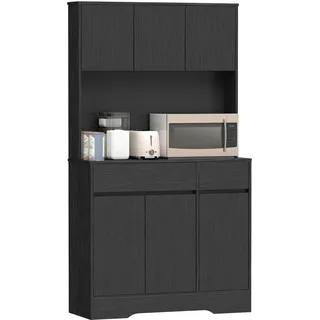 Homcom Küchenschrank Buffetschrank 100 x 38 x 180 cm Schwarz