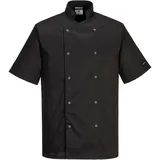 PORTWEST C733 Moderne Leichte Cumbria Kurzarm Kochjacke Schwarz, S