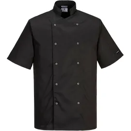 PORTWEST C733 Moderne Leichte Cumbria Kurzarm Kochjacke Schwarz, S