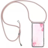 HomiTunky Handykette Handyhülle für Samsung Galaxy Xcover 6 Pro mit Band - Handy-Kette Handy Hülle mit Kordel zum Umhängen Handyanhänger Halsband Lanyard Case - Transparent Schutzhülle in Roségold