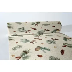 Airlaid Tischläufer Pinea, 40 cm x 24 m , 1 Stück - Mank - Tannenzweige Zapfen Weihnachten