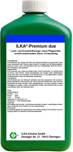 ILKA Premium due Leder und Kunststoffreiniger, UV-beständig, Pflegemittel verleiht seidenmatten Glanz, 1 Liter - Flasche