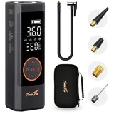 TowerTop Elektrische Luftpumpe Akku Kompressor: 2,5-Mal Schnelleres 150PSI Mini Akku Luftpumpe 7800mAh Fahrradpumpe Elektrisch, Super großes LED-Display,Memory-Funktion,Autostop Function Mit Trageetui