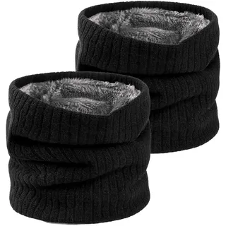 SEFIRST 2 Stück Winter Halsschlauch Herren Ski, Schlauchschal Herren, Loop Schal Halswärmer Nackenwärmer Männer Gesichtsschal Damen, Winddichte Thermo, Fleece Rundschal für Fahrrad Joggen, Schwarz - Einheitsgröße