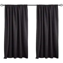 Woltu 2er Set Gardinen, Verdunklungsvorhänge für Wohnzimmer Kinderzimmer, Blickdicht, Kräusebänder für Schiene, 250 g/m2, kälteschutz lichtundurchlässig, 135 x 175 cm, Anthrazit