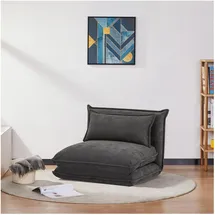[en.casa] Schlafsessel Umeå Cord 59 x 85,5 x 67 cm Grau mit Kissen