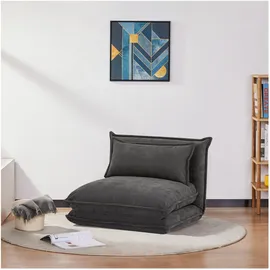 [en.casa] Schlafsessel Umeå Cord 59 x 85,5 x 67 cm Grau mit Kissen