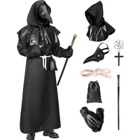 Ficlwigkis Pestdoktor Kostüm Pest Doktor Kostüm Herren,8 Pcs Pestarzt Halloween Kostüm mit Pestdoktor Maske Plague Doctor Costume für Halloween Karneval Kostüm