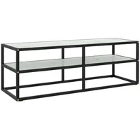 Furnicato TV-Schrank Schwarz mit Hartglas Marmor-Optik 120x40x40 cm