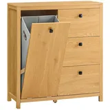 SoBuy Wäscheschrank Natur, 80x90x35 cm, Badezimmer, Badezimmerschränke, Midischränke