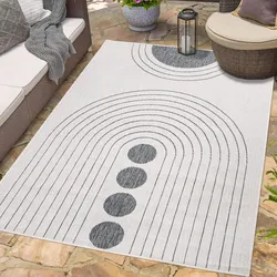 Outdoorteppich CARPET CITY "DUO RUG 5739", grau, B:160cm H:5mm L:230cm, Obermaterial: 100% Polypropylen, Teppiche, Wendeteppich Wetterfest In- & Outdoor, Balkon, Terrasse, Wohnzimmer