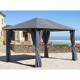 Quick Star Metall Garten Pavillon Nizza 3x4m Grau mit 4 Seitenteilen Partyzelt