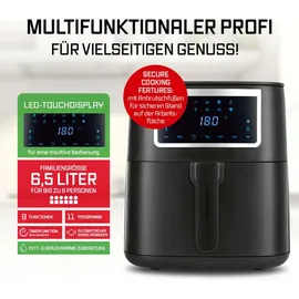 GOURMETmaxx Heißluftfritteuse 6,5 L | mit Touchscreen, Timer und 11 Programmen