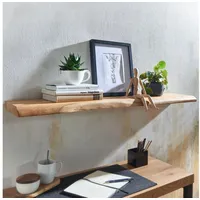 FineBuy Wandregal 100 x 0 x 4 cm Braun