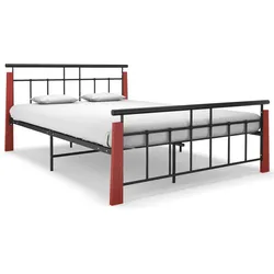 Bettgestell Metall und Massivholz Eiche 140x200 cm