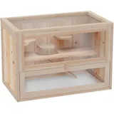 Pawhut - Kleintierkäfig Nagerkäfig Holz 60 x 35 x 42 cm