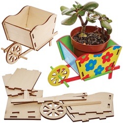 Holz-Blumentopf-Bausätze Schubkarre  (pro Set 3) Basteln mit Holz