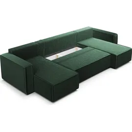 petits-meubles U-sofa 5-sitzig umbaubar Truhe Ezekiel Cord Tannengrün