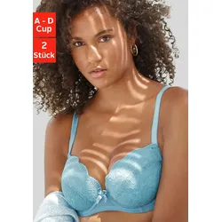 Balconnet-BH PETITE FLEUR, Damen, Gr. 85, Cup C, blau (türkis, weiß), Spitze, Microtouch, Obermaterial: 90% Polyamid, 10% Elasthan, klassisch, BHs, mit hübscher Spitze, Dessous