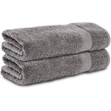 Komfortec 2er Set Duschtücher, 70x140cm Größe, Doppelpack,%100 Baumwolle, Handtücher, Frottee, Weich, Saugstark, Anthrazit