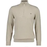 GANT Herren Pullover mit Zip-Kragen Beige Oat Melange XL