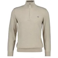 GANT Herren Pullover mit Zip-Kragen Beige Oat Melange XL